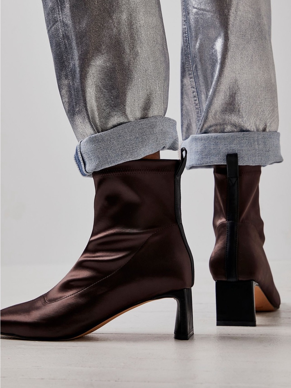 Free People Satin heeled boots